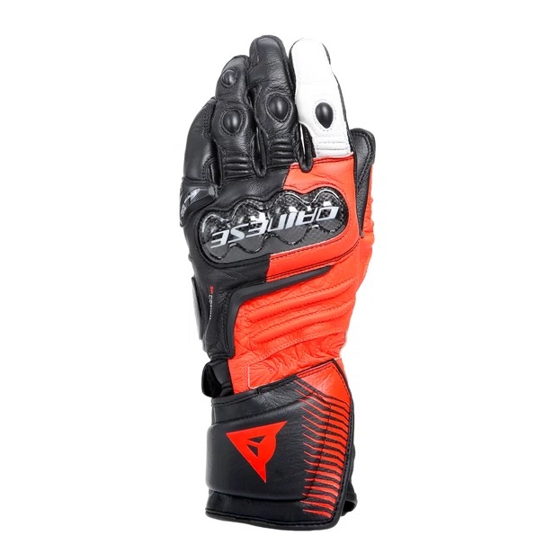 Перчатки кожаные Dainese Carbon 4 Long Black/fluo-red/white