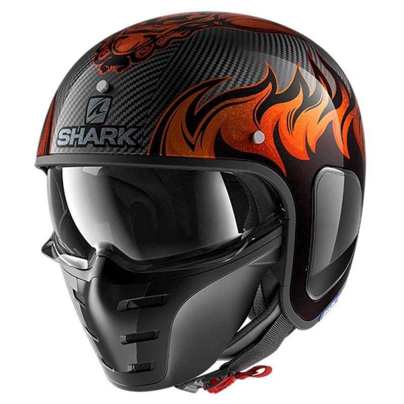 Шлем открытый Shark S-Drak Carbon dagon черный-оранжевый