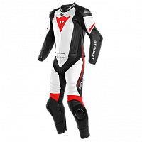 Мотокомбинезон кожаный Dainese Laguna Seca 4 2pcs Suit Black-Matt/White/Fluo-Red