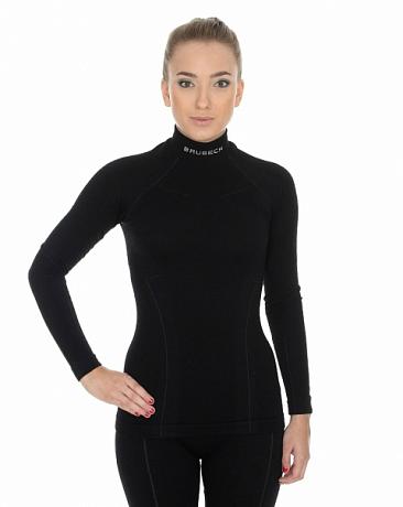 Термобелье (футболка, дл. рукав) женское Brubeck Wool Merino, черный L