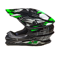 Мотошлем кроссовый AiM JK803S с маской зелено черный